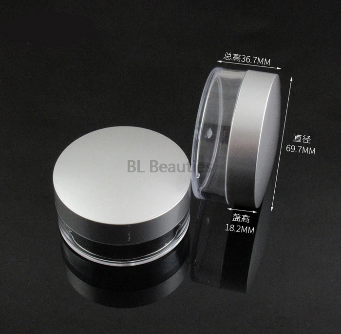 

50ml AS Empty Loose Powder Makeup Jar Container Travel Sifter Box Cosmetic Refillable Cosmetic Jar Pot Case With Silver Lids