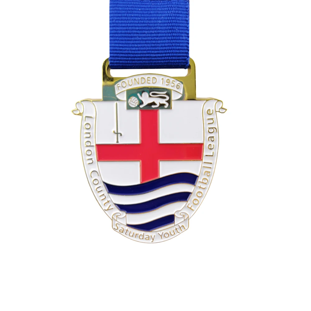 Customized Zinc Alloy Medal, Irregular Shape, Shiny Gold Plating Medals, Football Medals