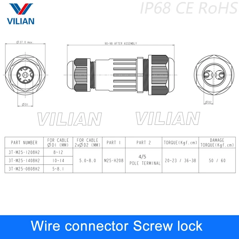 Waterproof 4Pin 5Pin Electrical Cable T Connectors Quick Splice Screw Lock Wire terminals easy fit for LED strip
