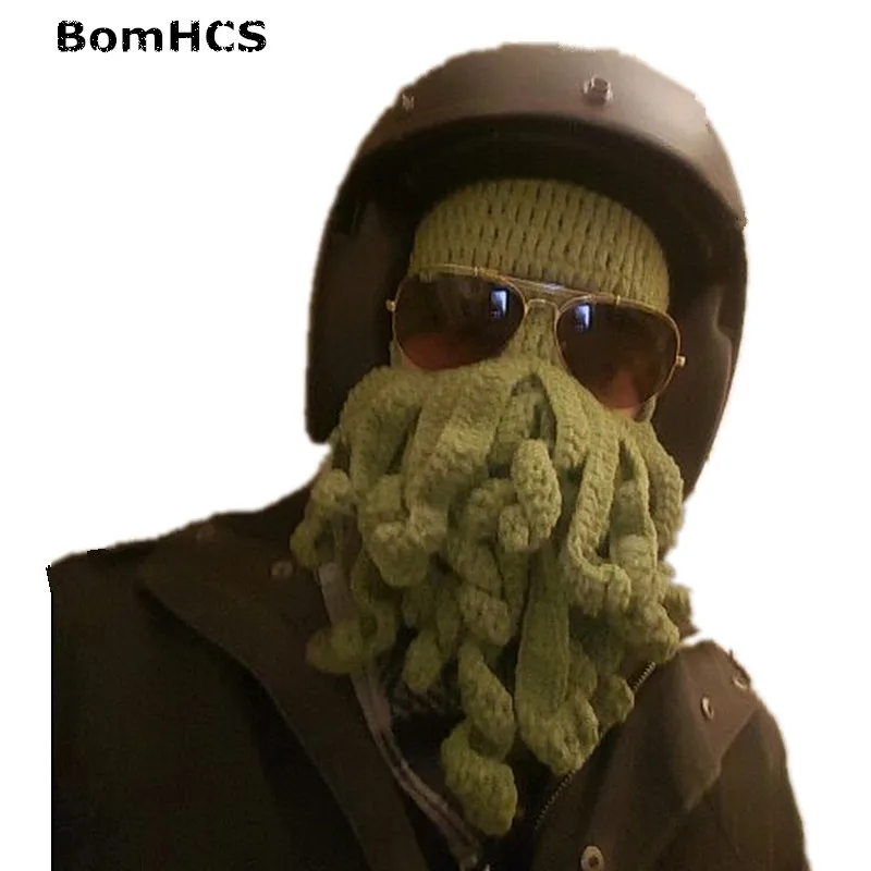 BomHCS Novetly Tentacle Octopus Pirate Cthulhu Crochet Beanie Hat Wind Mask Cap