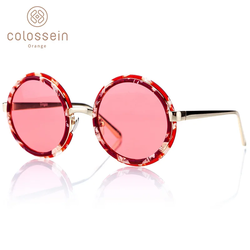 COLOSSEIN Steampunk Sunglasses Women Eye Googles Retro Acetate Alloy Glasses Tortoise Clear Gradient Lens Fashion