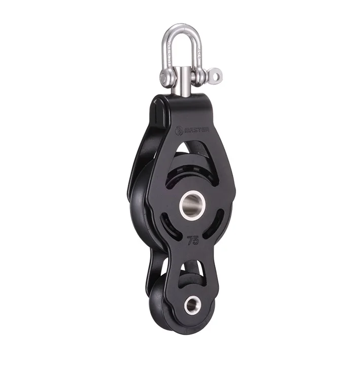 Marine Boat Yacht Sailboat Dinghy 75mm 2 15/16 Inch Aluminum Fiddle Swivel Shackle Block Small Boat Block Master ALC-7519F