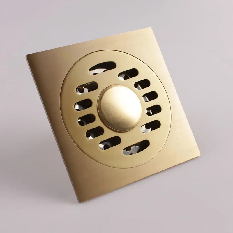 DONYUMMYJO 1pc 4 Inch Copper Deodorant Square Floor Drain Bathroom Washing Machine Floor Drain