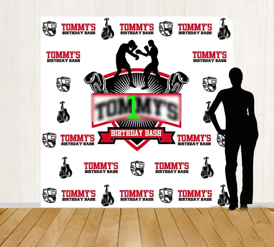 Custom Boxing  Step And Repeat Box Birthday Bash Banner Sports backdrop Computer print party background