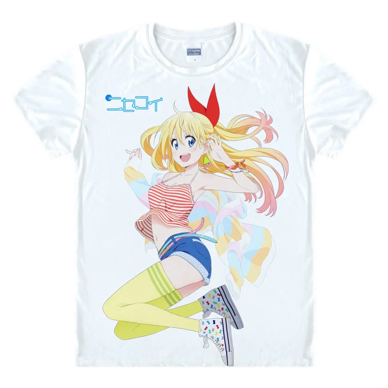 Coolprint Anime Shirt Nisekoi, False Love T-Shirts Multi-style Short Chitoge Kirisaki Raku Ichijo Cosplay Motivs Hentai Shirts