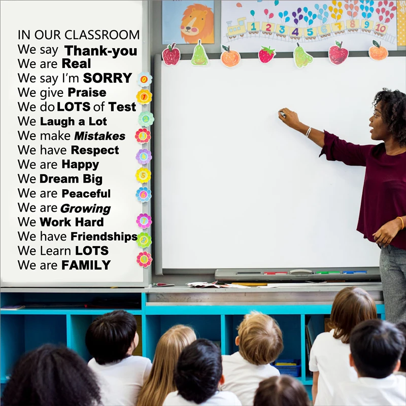 Classroom Rules Vinyl Wall Decal Decor,In Our Classroom We Say Thank You ,Home School And Classroom Decororation