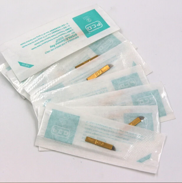 

100pcs 12 pin pcd disposable permanent makeup needles manual eyebrow tattoo blade needles for manual tattoo pen