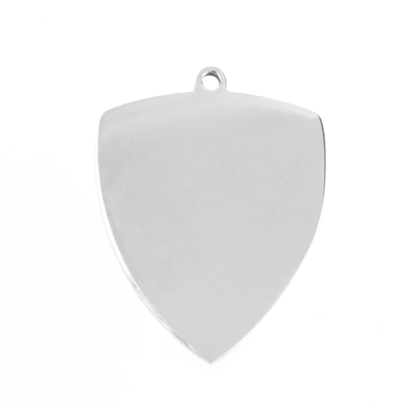 Simsimi  shield Charm 1.5mm Hole Pendant for necklace bracelet mirror polish Diy Stainless steel wholesale 10pcs