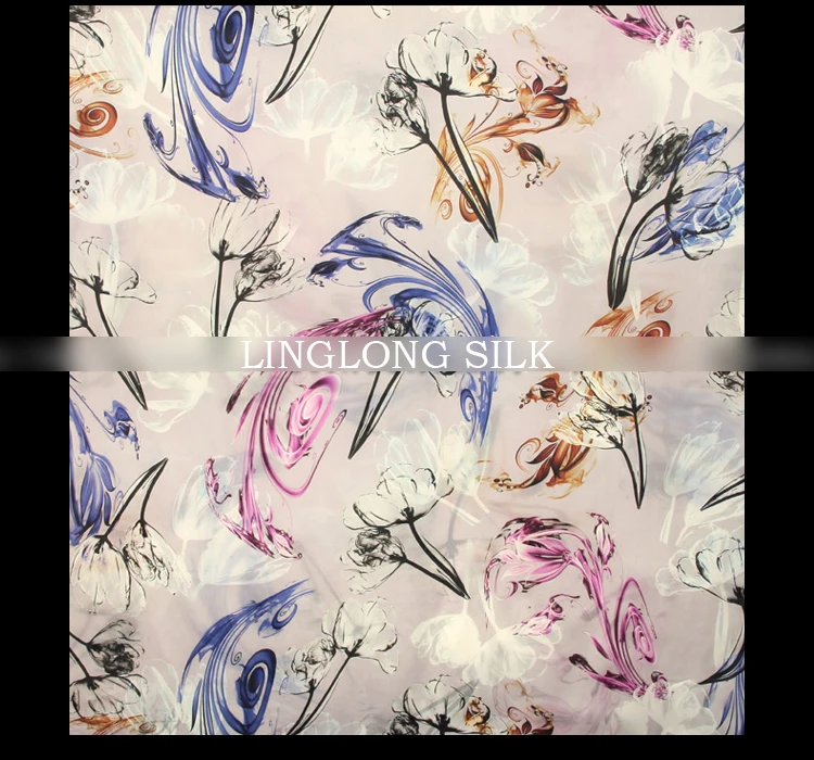 PRINT SILK ORGANZA SATIN FABRIC 14m/m Width 53