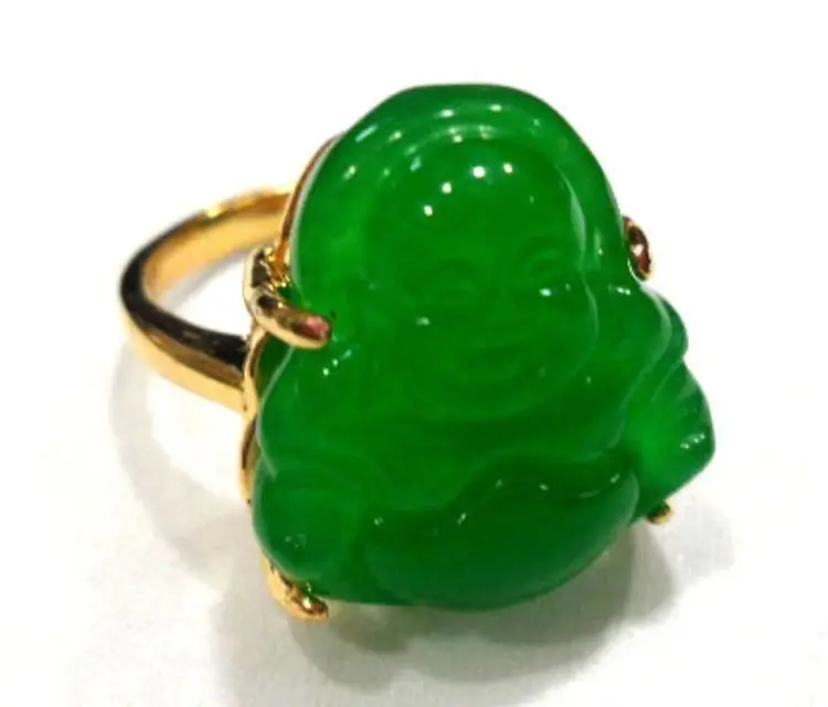 

men/women's fancy carve green jades Buddha bless happy ring #7,8,9