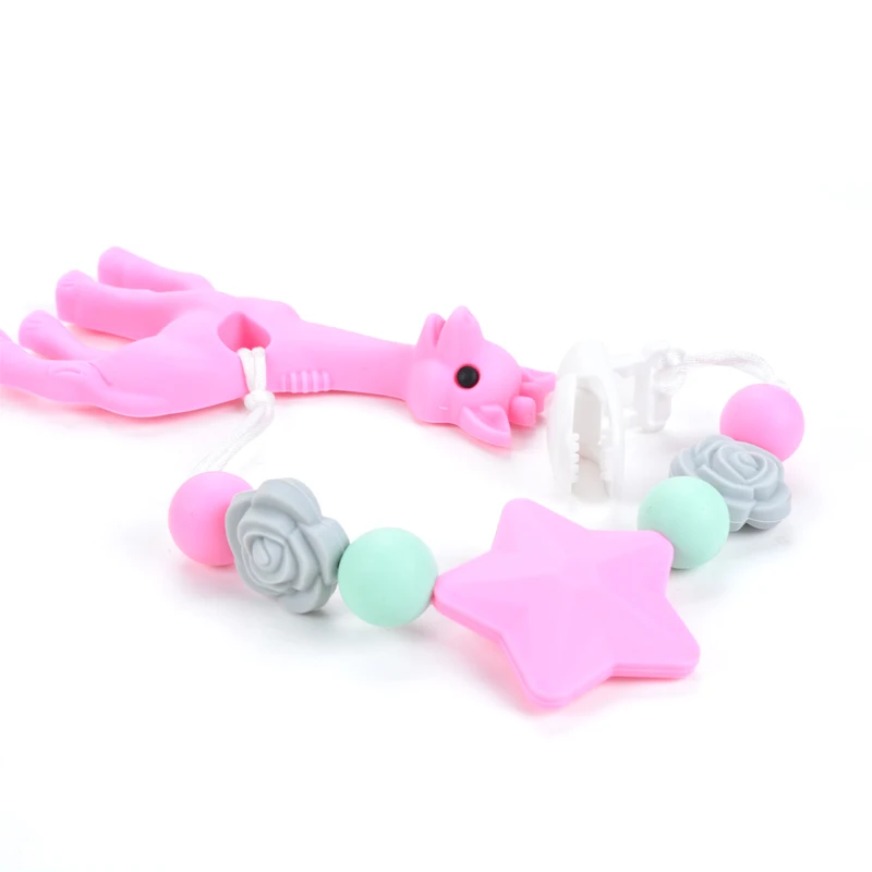 LOFCA 20 pz Doppio Viso Fiore di Silicone Perline Rosa Dentizione Fascino Massaggiagengive Bambino Da Masticare Vendita CALDA Collana Morbido