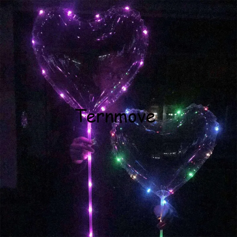 heart shape Bobo Balloon With 3M Led Strip 100 set  Transparent Bubble Balloons No Wrinkle Clear Bobo bubble ball Balloon