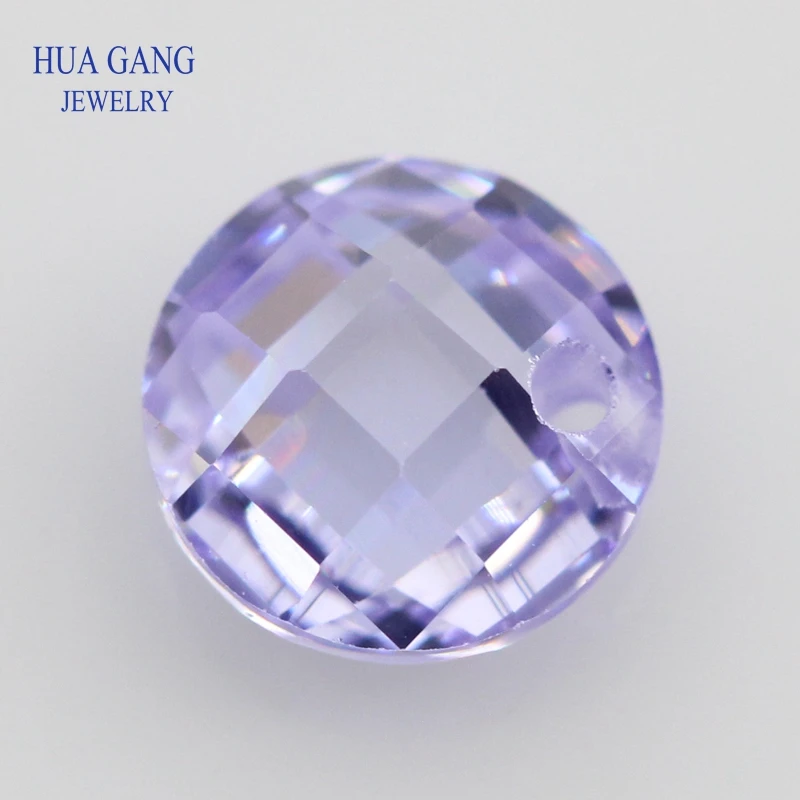 Single Hole Lavender AAAAA Round Brilliant Double Checkerboard Cubic Zirconia Stone 3~14mm For DIY Jewelry Making Beads