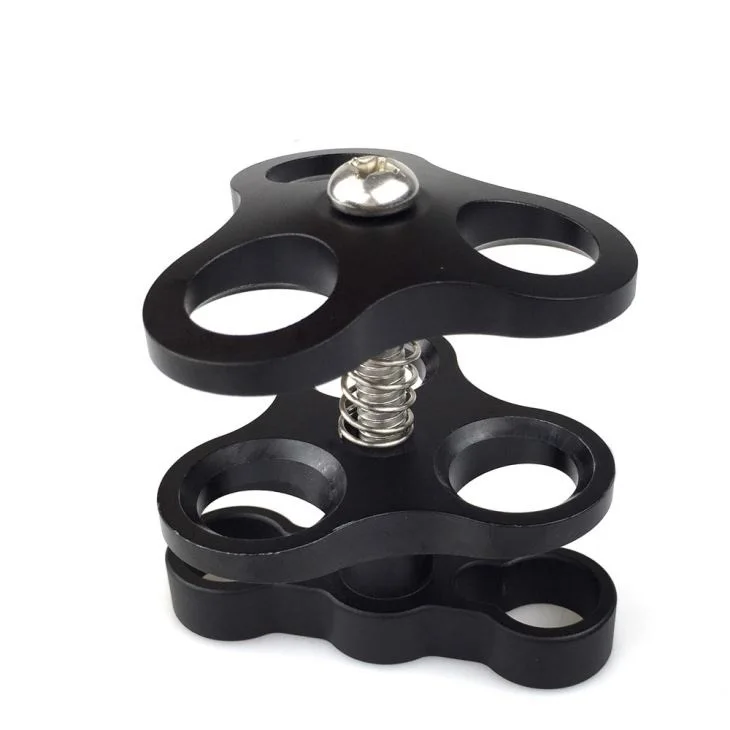 Three Holes Aluminum Underwater Tripod Ball Clamp  For Diving Torch / Waterproof Camera Case