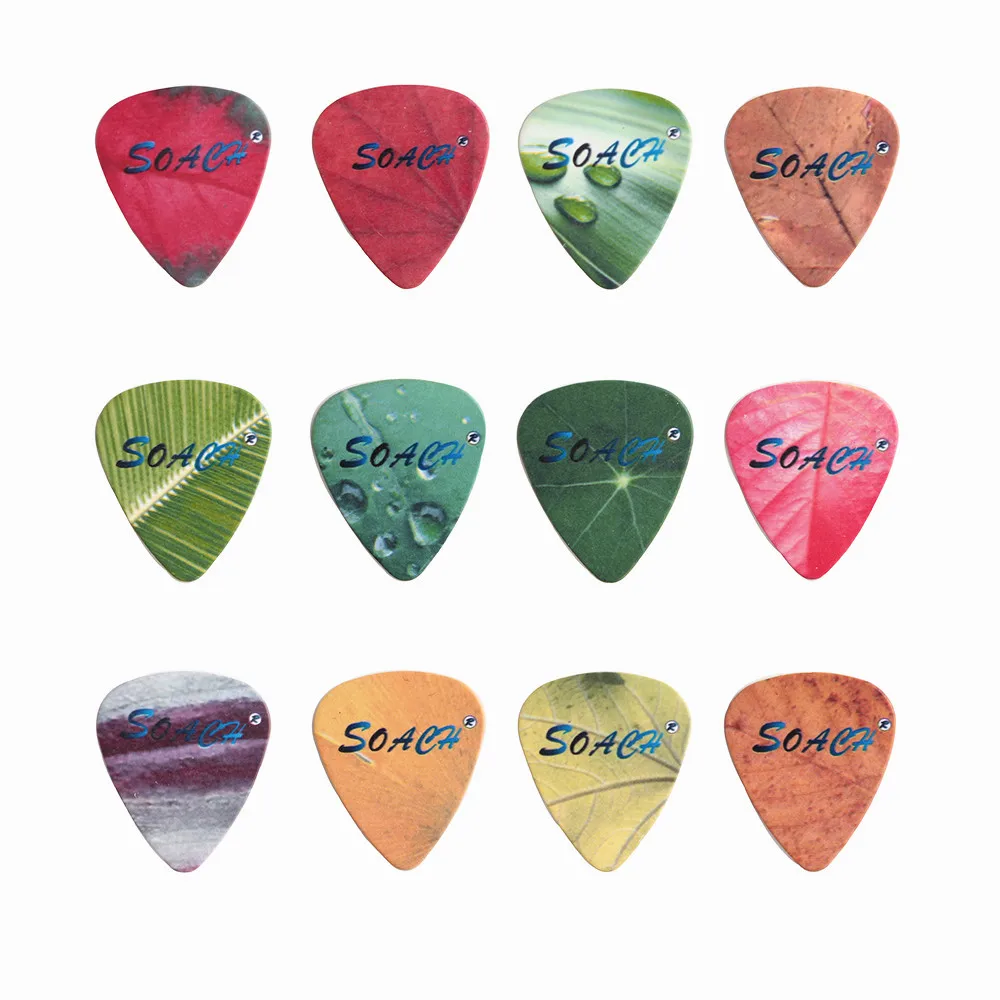 SOACH 10pcs 3 kinds of thickness new brand guitar picks bass Pure color tree leaf pictures quality print Guitar accessories