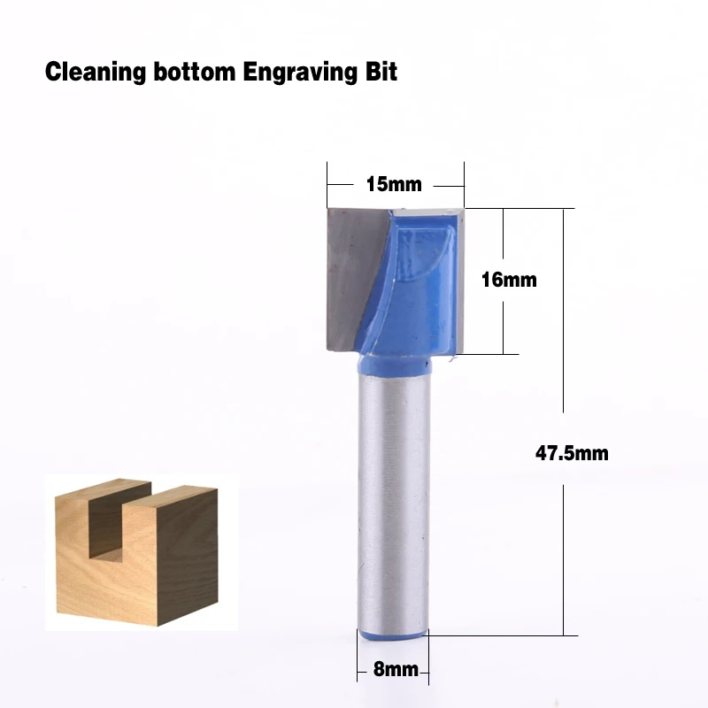 CHWJW 1 pz 8mm Pulizia del fondo Incisione Bit in metallo duro router bit Lavorazione Del Legno Utensili CNC fresa fresa per di legno