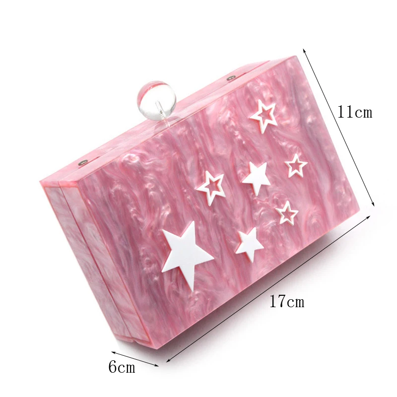 Pink Acrylic Handbag Luxury Women Clutch Star Evening Party Purses Shoulder Bag Ladies Free Shipping Dropshipping Wedding Wallet