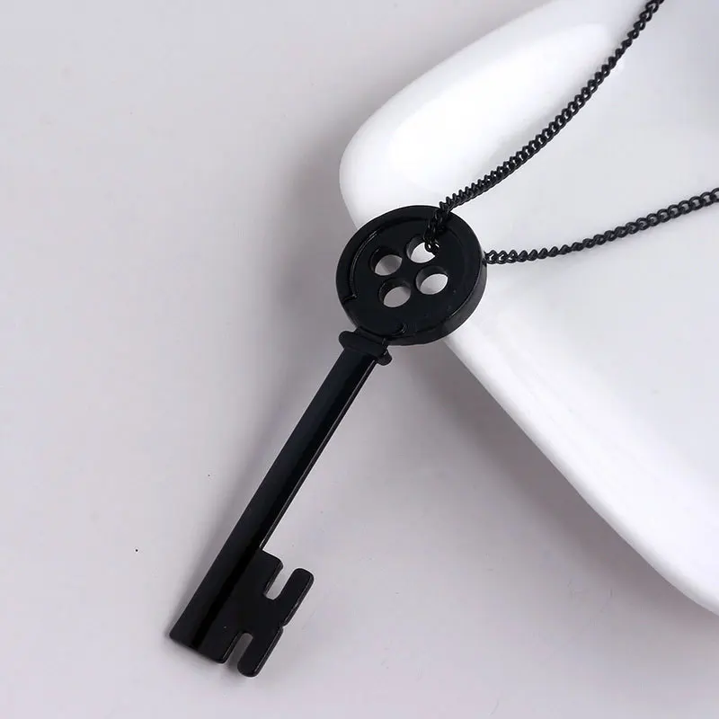 Anime Film Caroline Fashion Black Key Pendant Necklaces for Fans Halloween Gift Funny Jewelry Economic Gift For Friends