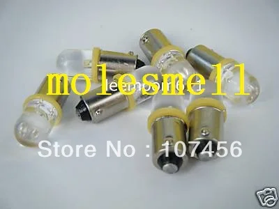 Free shipping 50pcs T10 T11 BA9S T4W 1895 12V yellow Led Bulb Light for Lionel flyer Marx