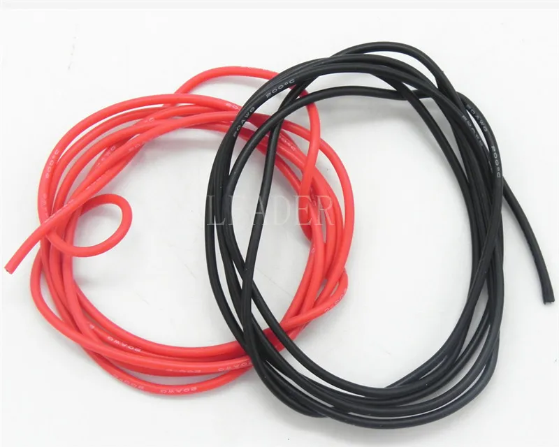 1 Meter Black+1 Meter Red 12AWG/ 14AWG High Temperature Soft Silicone Cable Heatproof Tinned Copper Silica Gel Wire Cable