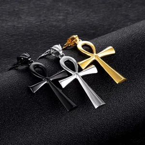 Agama Mesir Ankh Salib Kalung Salib Tergantung Stainless Steel Simbol Kehidupan Cross Kalung Perhiasan Hadiah 8 pesona ankh penjualan terbaik - №