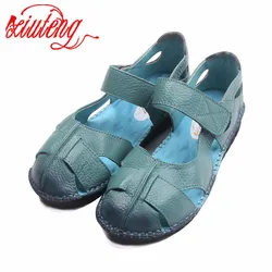 Xiuteng Handmade Women Leather Sandals For Summer Comfortable Soft Bottom Flowers Shoes High Quality Genuine Leather Casual Shoe