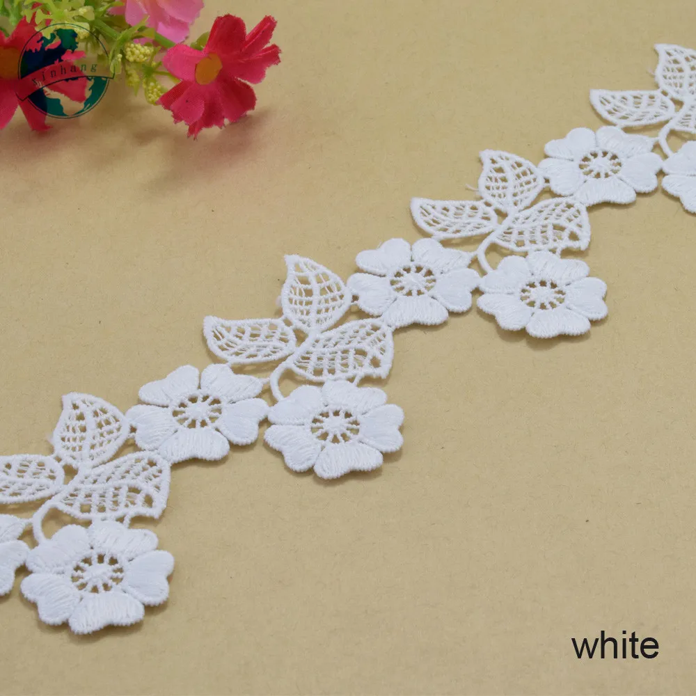 5.5cm white polyester embroidery lace french lace ribbon fabric guipure diy trims warp knitting sewing Accessories#3706