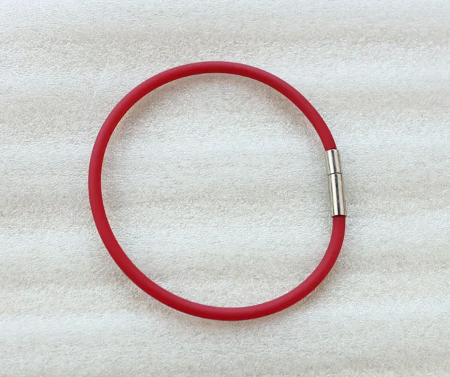 24PCS Red Rubber Cord Silver Color Bayonet Clasp Bracelets #23494