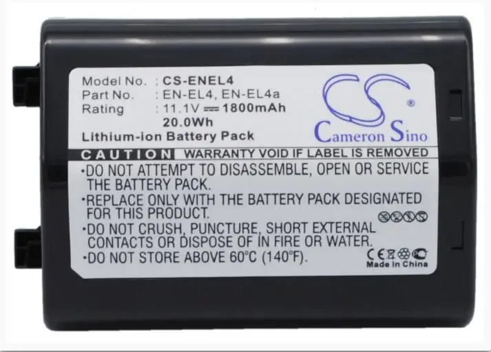 Cameron Sino 1800mAh battery for NIKON D2Hs D2X D2Xs D3 D3S F6 D2H D2Hs D2X D2Xs D3 D3S D3X F6