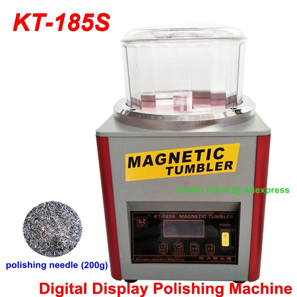 

KT-185S Magnetic Tumbler Jewelry Polisher Finishing Machine LCD Display Polishing Machine AC110V/220V With 200g Polishing Pins