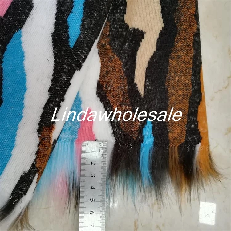 Jacquard plush multicolor fox fur rainbow plush cloth,fabrics for patchwork,felt cloth,170cm*90cm(one yard)/pcs