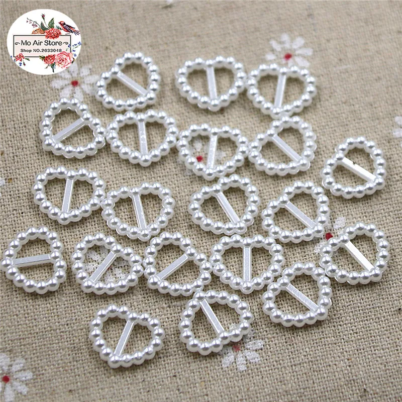 100pcs/lot 14x17mm heart pearl Beads ABS Resin Flatback Simulated pearl Beads button Jewelry Crafts