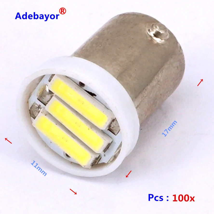 100X BA9s 3smd 7014 H6W T4W T11 عالية الطاقة 1 واط مؤشر السيارة لوحة ترخيص خريطة قبة التعبئة التصميم ضوء لمبة شحن مجاني #2