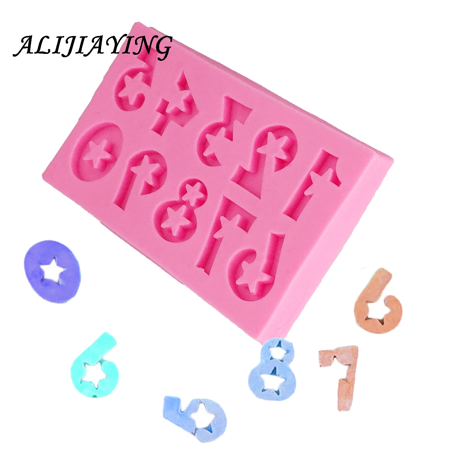 1Pcs DIY Star number Silicone Mold Fondant birthday Cake Decorating Tools dessert modelling cake stencil D1289