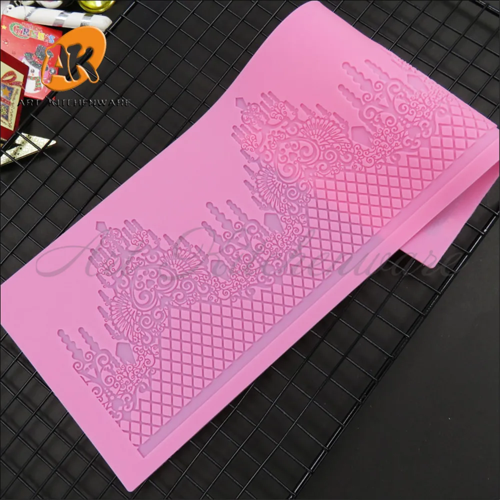 Castle Silicone Cake Lace Mat Silicone Lace Mold Fondant Cake Decorating Tools Border Decoration Lace Mold Stencil Baking LFM-28