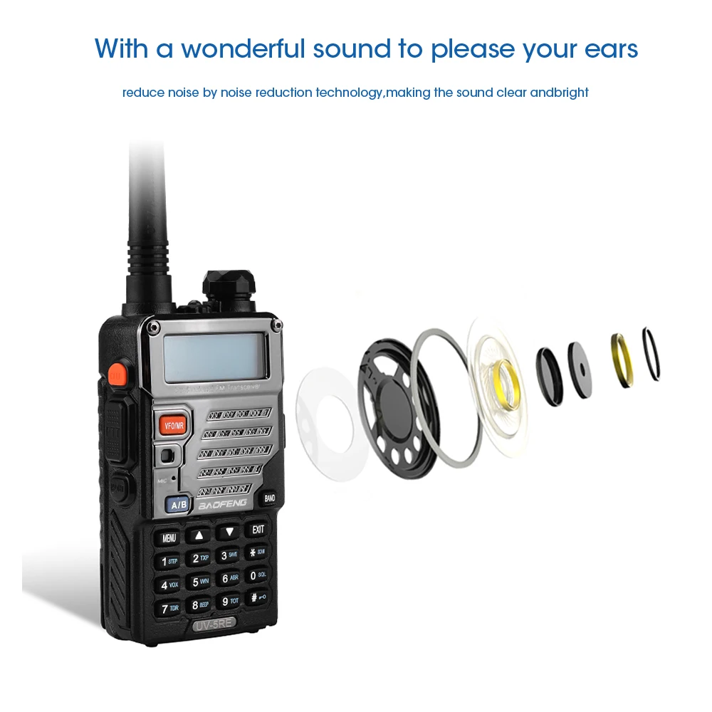 New Baofeng UV-5RE Walkie Talkie Dual Band VHF UHF 136-174/400-520MHz FM Transceiver Portable 5W Two Way Handheld Radio Scanner