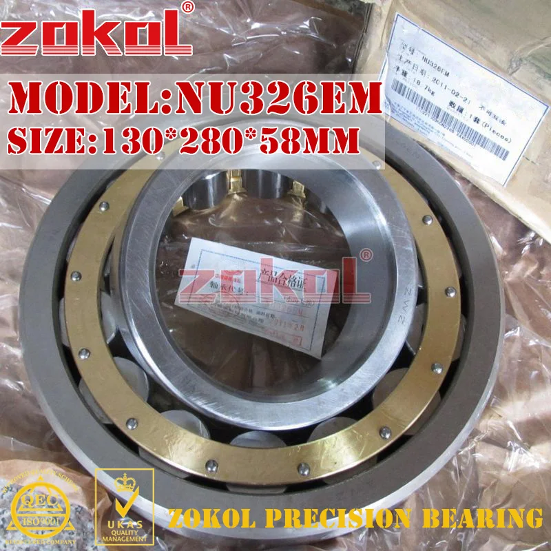 ZOKOL NU326 E M bearing NU326EM 32326EH Cylindrical roller bearing 130*280*58mm