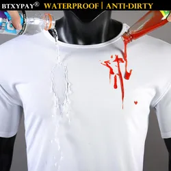 2pcs Nano Tech Anti-Dirty 5-level Waterproof Men T Shirt Hydrophobic Stainproof Antifouling Quick Dry Top Short Sleeve T-Shirt