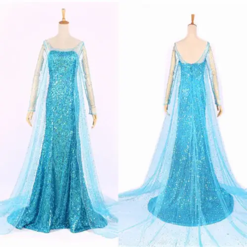 Robe de Soirée Sexy Bling de la Reine des Neiges pour Femme Adulte, Tenue de Bal Bleue, Nouvelle Collection