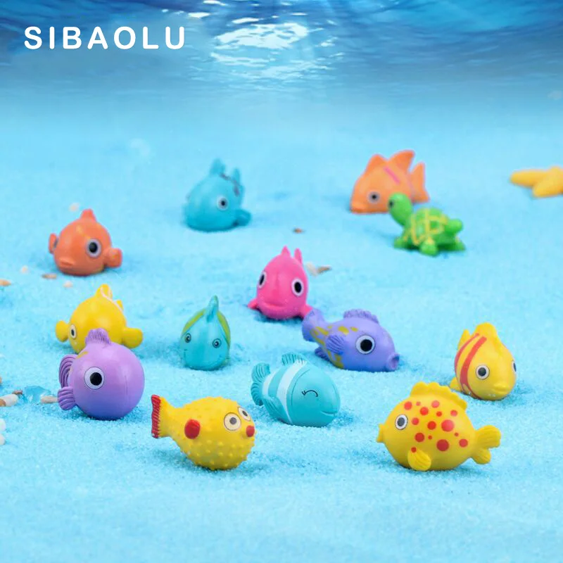 5pcs colorful Submarine Fish Miniature Figurine Doll House Decoration cartoon animal Dollhouse baby home ornament DIY accessory