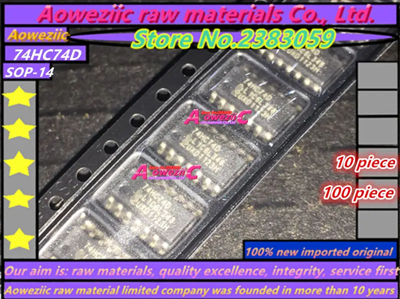 Aoweziic  2017+ 100% new imported original  74HC74D SOP-14 single input dual D flip chip