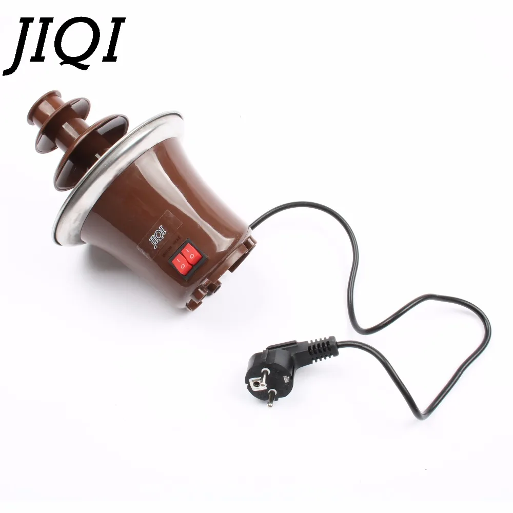 JIQI DIY 3-tier Chocolate Fountain Fondue Mini Choco waterfall machine Three Layers Children Wedding Birthday heat melts EU US