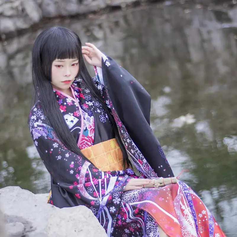 Vintage Original Traditie Silk Yukata Jurk Met Obi Japanse Stijl Vrouwen Kimono Badjas Sexy Halloween Cosplay Kostuums S-3XL