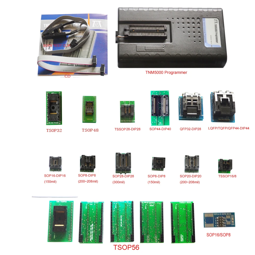 

TNM5000 USB EPROM Programmer recorder+14pcs sockets,Support Flash Memory,EEPROM,Microcontroller,PLD,FPGA,ISP,Laptop/Notebook IO