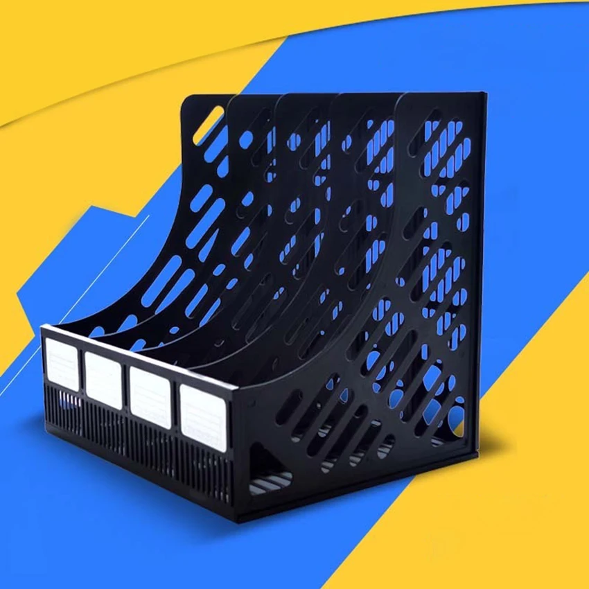 4 Sections Mesh Files Shelf Desktop File Rack Paper Book Holder Document Tray Organizer Storage Box School Office Supplies