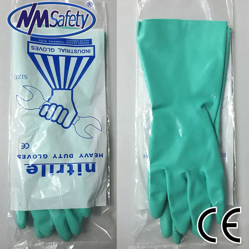 NMSAFETY Nitrile Solvent Gloves Oil resistant Slip-Resistant Glove Chemical Household Cleaning Tools Waterproof Long Glove