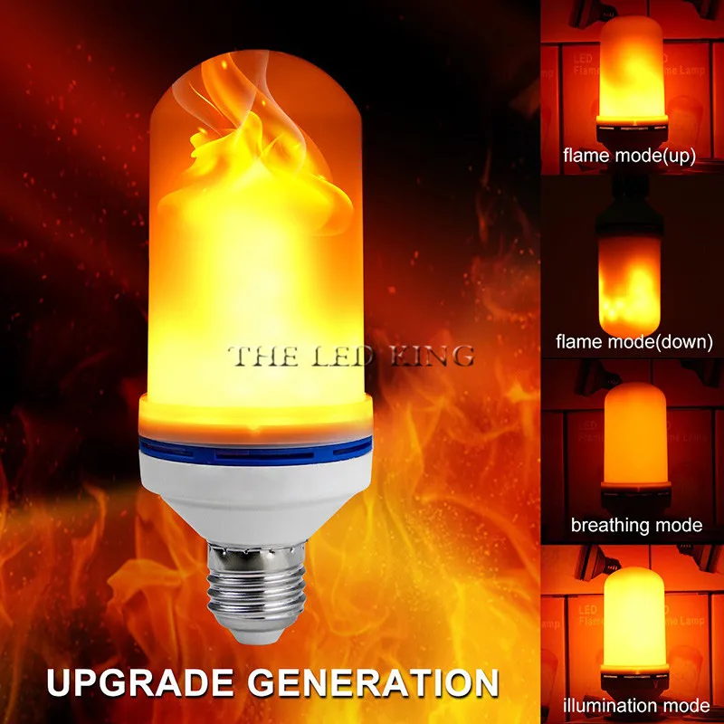 

1- 10X E27 E26 2835 LED Flame Effect Fire Light Bulbs 9W Creative Lights Flickering Emulation Vintage Atmosphere Decorative Lamp