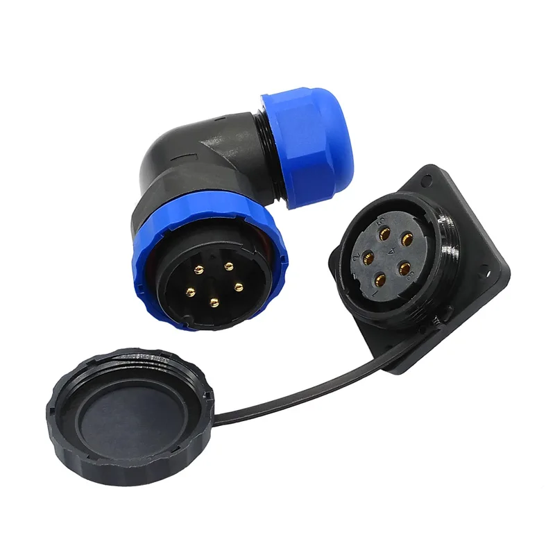 SP28 waterproof connector IP68 angle connectors 2pin 3/4/5/6/7/8/9/10/12/14/16/19/22/24/26Pin flange socket 90 degree elbow