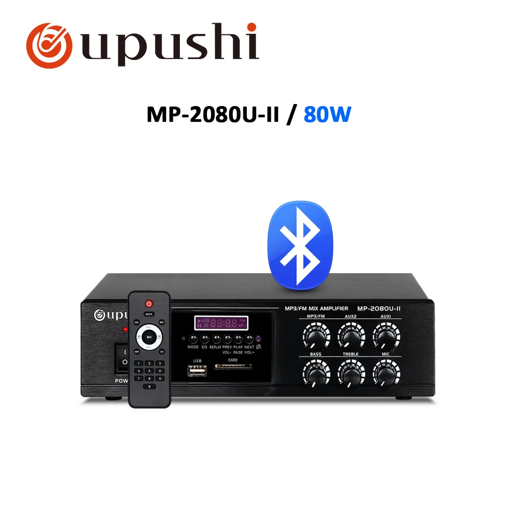 Oupushi bluetooth amplifier 50W digital power amplifier 80W small size USB amp with SD card remote control for home speakers