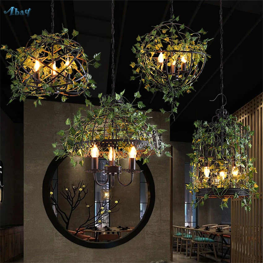 

Vintage Industrial Plant Birdcage Pendant Lights Music Themed Bars Fondue Coffee Restaurant Dining Room Hanging Lamps Fixtures